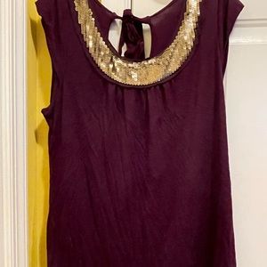 Loft Sleeveless Top w Sequins Detail Sz XL